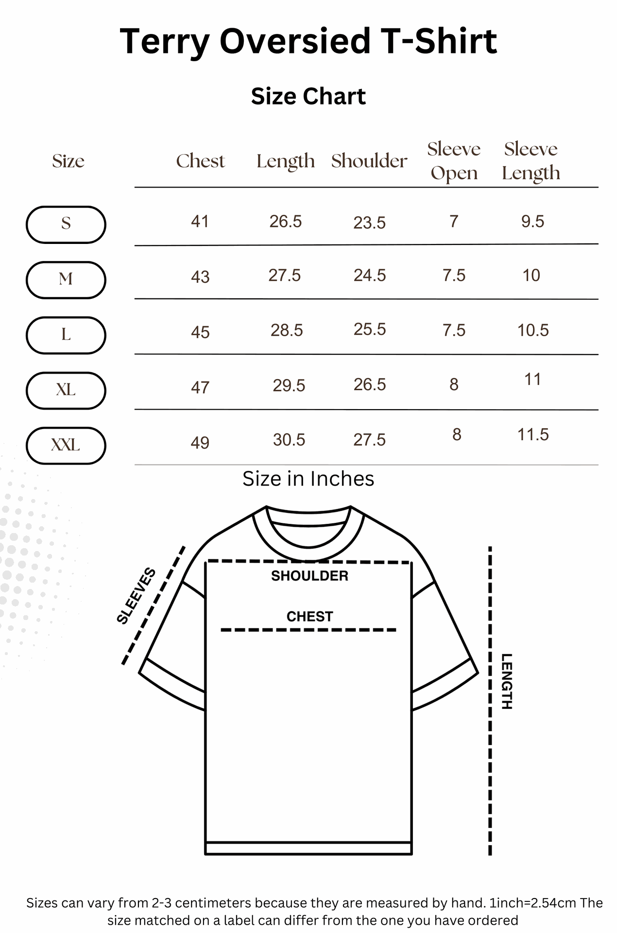 Oversized T-Shirt Size Chart